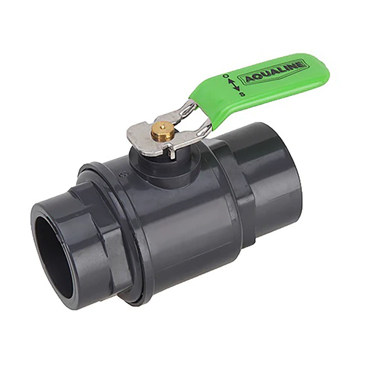 Aqualine Ball Valve Gray Sch 80 1-1/4 in. Threaded w/ Stainless Steel Lever Handle