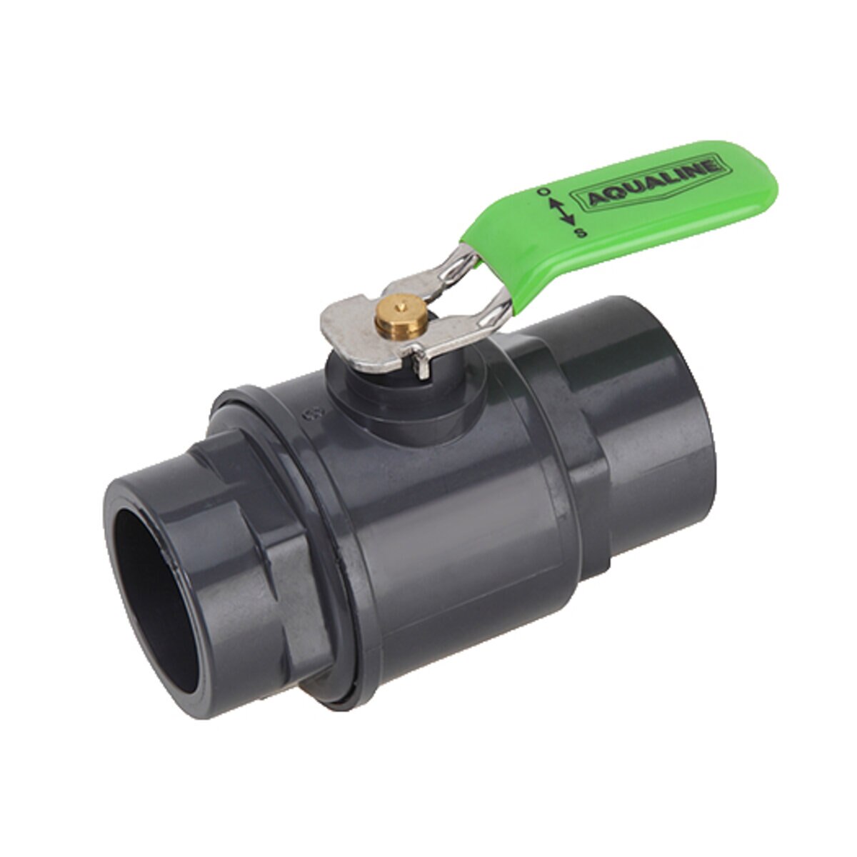 Aqualine 1 - 1/4 in. Plastic Ball Valve With Stainless Steel Lever Handle, Slip End, Gray Sch.80