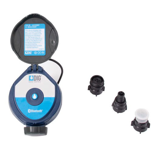 Dig  410BT-000  Battery Powered Bluetooth Controller with 3 Valve Adapters for Hunter, Rain Bird and Toro