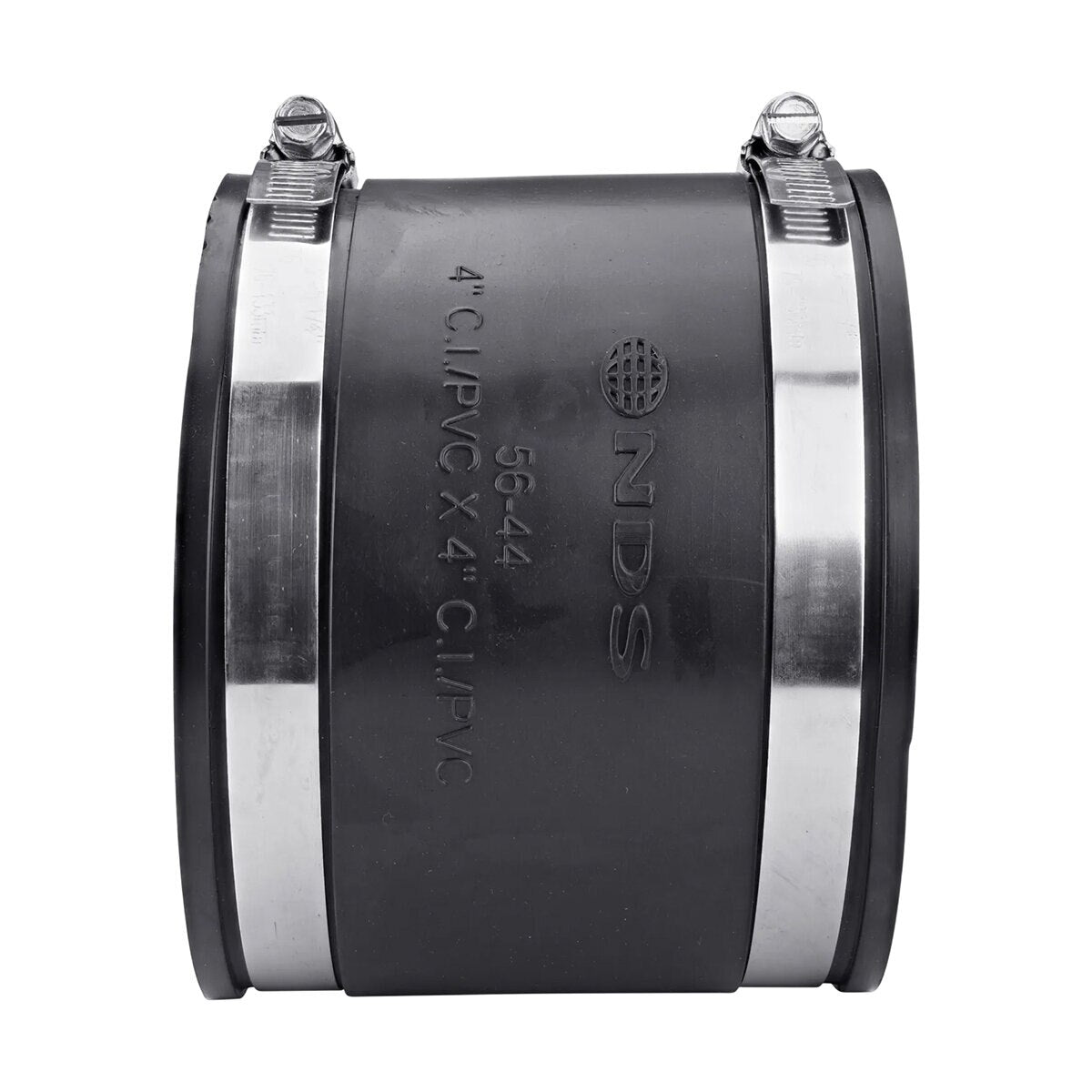56-44  -NDS PVC S&D/DWV Flexible Coupling Black 4 in. x 4 in. w/ SS Clamps