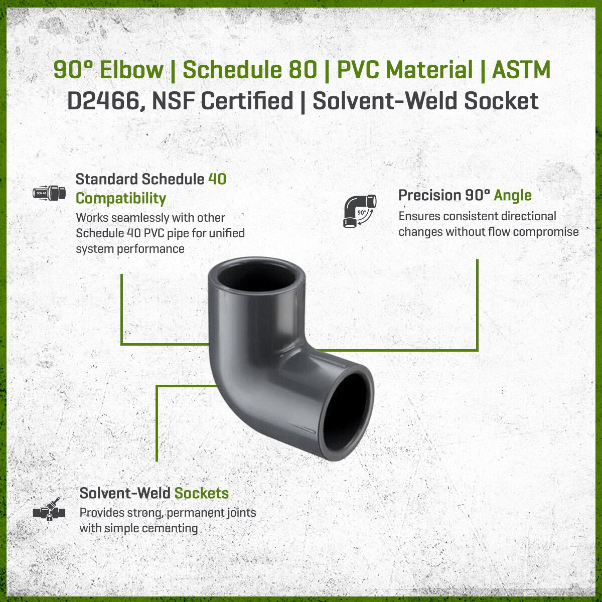 806-020 Sch 80 PVC 90 Degree Elbow 2 in. Socket | Spears