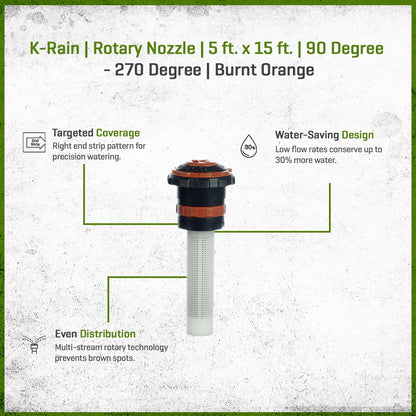 K-Rain Specialty Rotary Nozzle Right End Strip 5 ft. x 15 ft. 90 Degree - 270 Degree