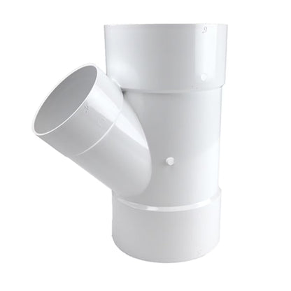 64P08  -NDS PVC S&D 45 Deg. Street Wye HUB x HUB x HUB White 6 in. x 4 in.