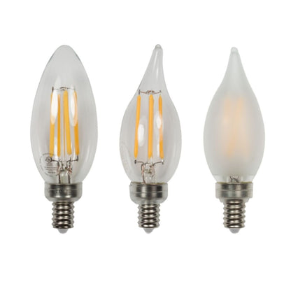 Brilliance Candelabra Filament EDGE Flame Light 2W 2700K Clear and Gray Finish 12V