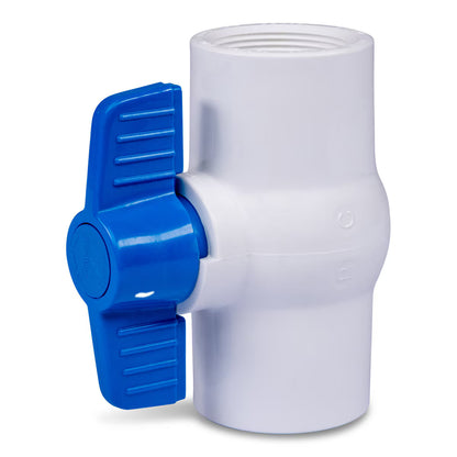 Lasco Colonial 491 Commercial Ball Valve PVC White 1-1/2 in. FIPT with Blue Handle