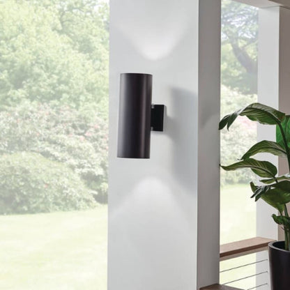 Kichler 9246BK  Cylinder 15 in. 2-Light Wall Light in Black Finish