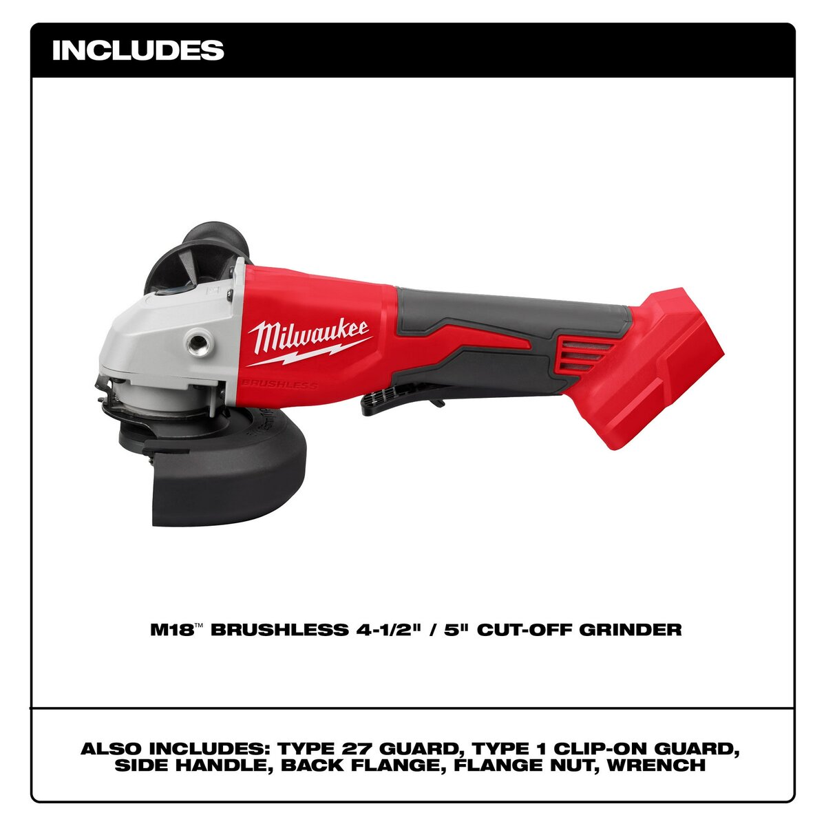 Milwaukee M18 Brushless 4-1/2 in. / 5 in. Cut-Off Grinder, Paddle Switch