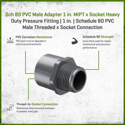 836-010 Sch 80 PVC Male Adapter 1 in. MIPT x Socket | Speares