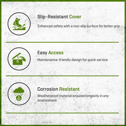 NDS Standard Series Round Valve Box with Cover, Black Box/Green Cover, 6 in. Diameter, HDPE Construction, Overlapping Design, 8-2/3 in. Height