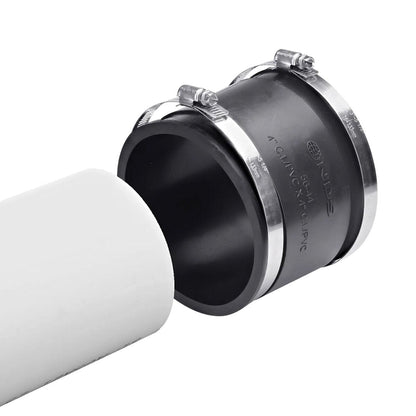 56-44  -NDS PVC S&D/DWV Flexible Coupling Black 4 in. x 4 in. w/ SS Clamps