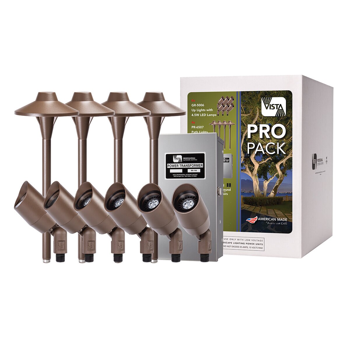 Vista Black Pro Pack Lighting Kit 6 w/ GR-2216-B, PR-4704-B, ES-150