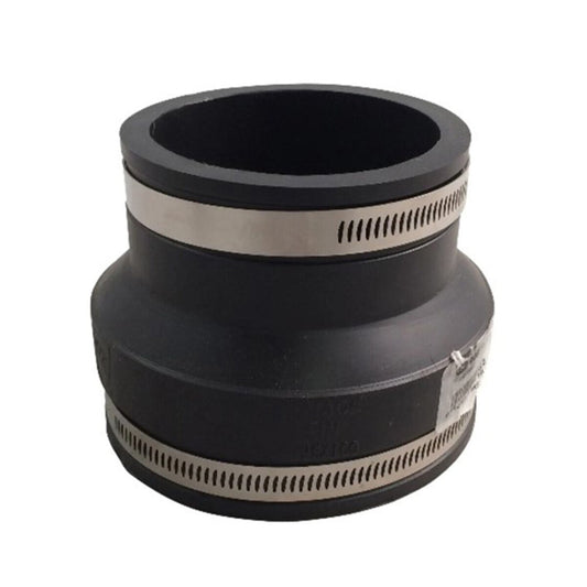56-43  -NDS Flexible Coupling CI/PVC 4 in. x 3 in. Rubber w/ Stainless Steel Clamp