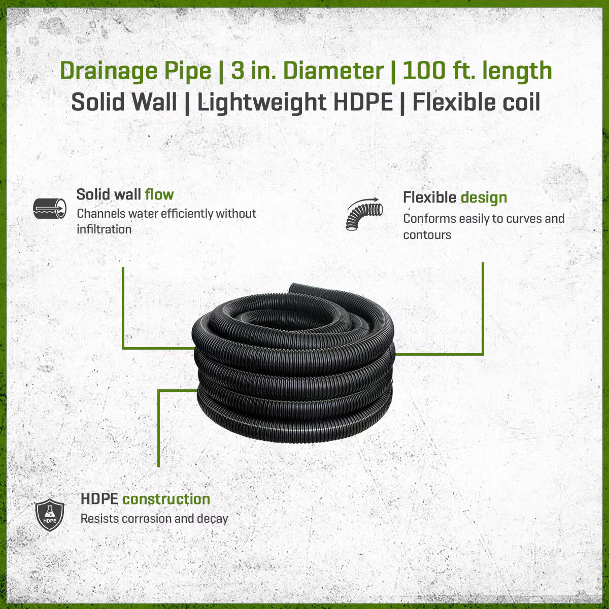 ADS 3 in. x 100 ft. Single Wall Pipe Solid