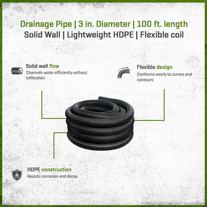 ADS 3 in. x 100 ft. Single Wall Pipe Solid