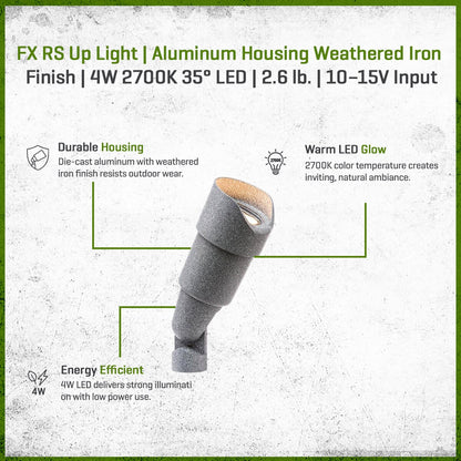 FX RS Up Light Aluminum Housing Weathered Iron Finish 4W 2700K 35 Degree LED