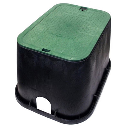 NDS Standard Valve Box Rectangle 14 in. x 19 in. x 12 in. H Black Box/Green Lid Overlapping ICV