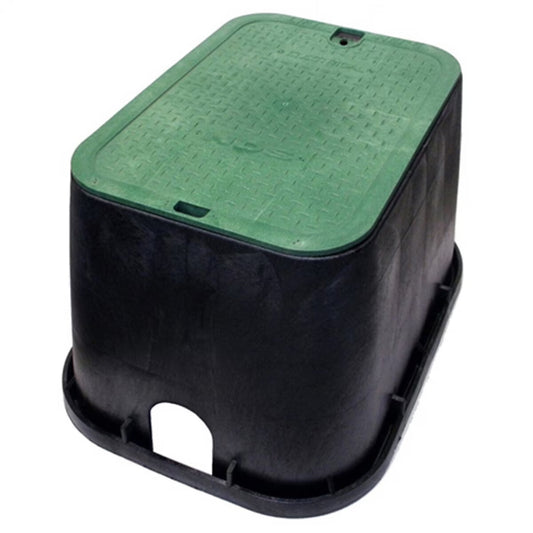 NDS Standard Valve Box Rectangle 14 in. x 19 in. x 12 in. H Black Box/Green Lid Overlapping ICV