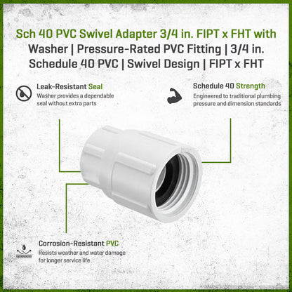 AP-106 Sch 40 PVC Swivel Adapter 3/4 in. FIPT X FHT with Washer | Spears