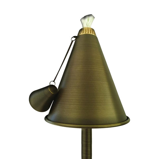 ABR Lighting-1-APT-TIKI-HAT- Tiki Torch Hat Path Light Antique Brass Finish 72 in. Height LED Landscape Fixture with 25 ft. Lead Wire