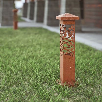 NIGHTSCAPING 342-0525R25 GARDEN SERIES GROVE BOLLARD RUST 25" w/CONCRETE MOUNT