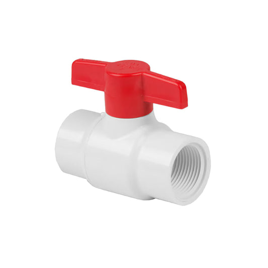 Spears Cold Water White PVC Ball Valve 1-1/2 in. FIPT w/ Red Handle & EPDM O-Rings