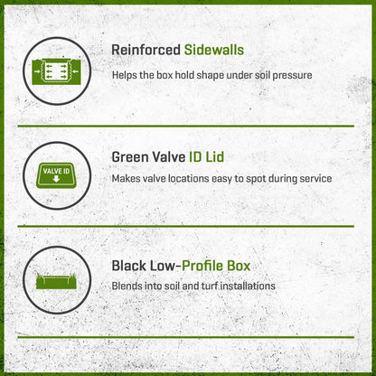 NDS Standard Valve Box Tapered Rectangle 13 in. x 20 in. x 6 in. H Black Box/Green Lid Overlapping ICV