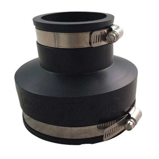 56-88 -NDS Flexible Coupling CI/PVC 8 in. x 8 in. Rubber w/ Stainless Steel Clamp