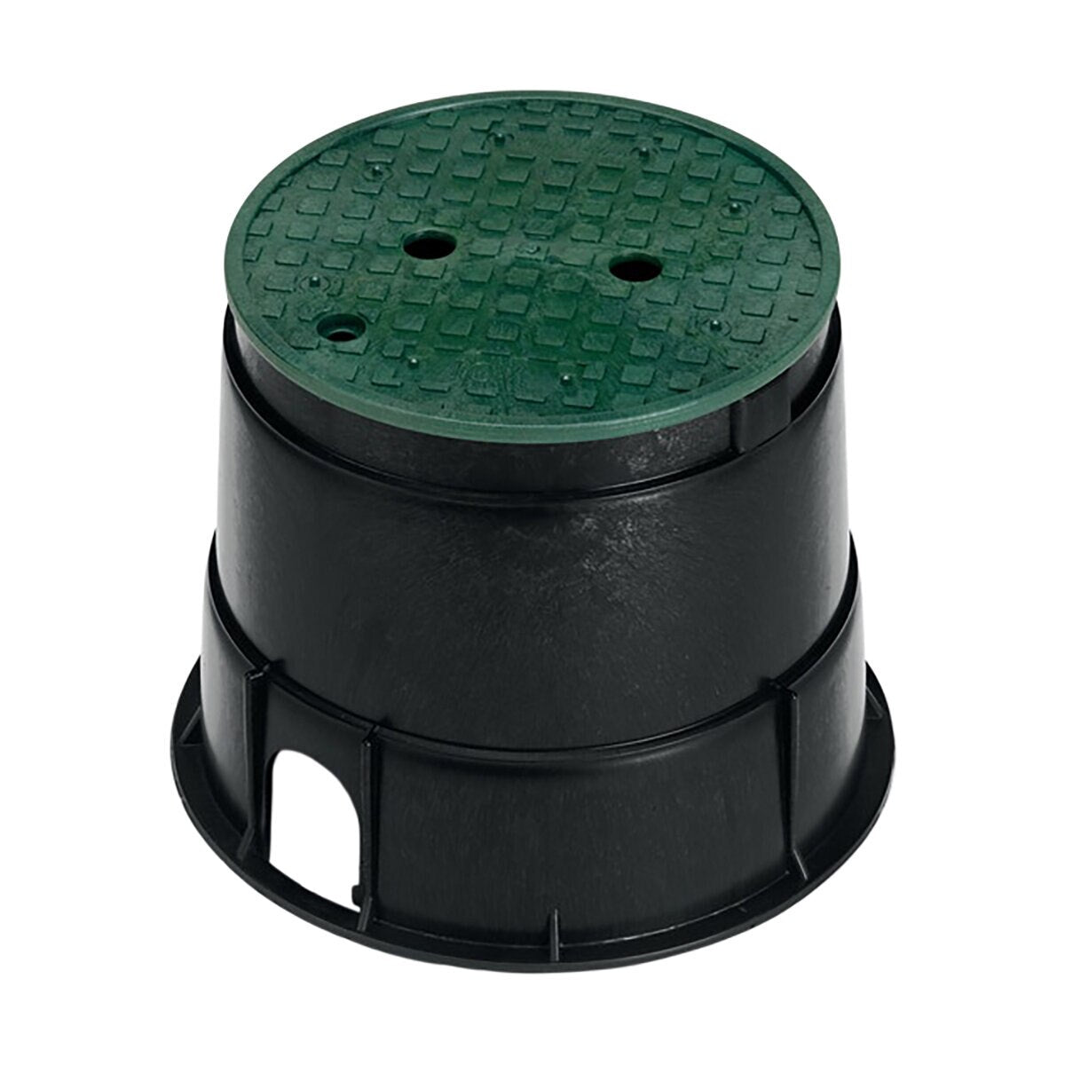 Valve Box Black Body Round w/ Overlapping Green Lid 10 in.
