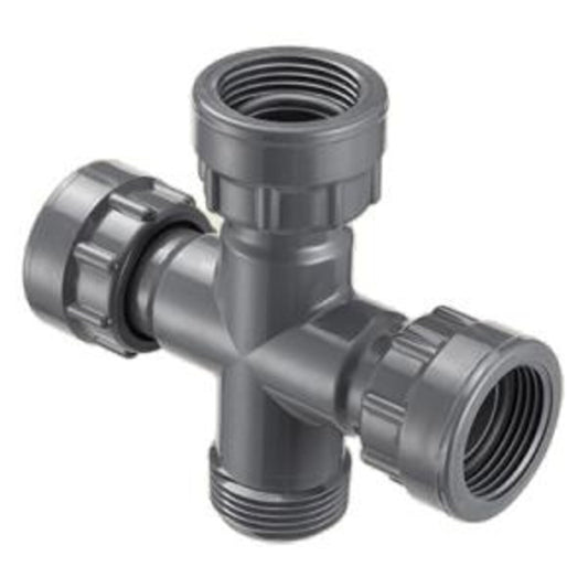 Spears Manifold Cross 1 in. Swivel x MIPT x Swivel x Swivel with O-Ring