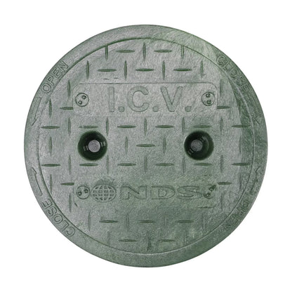 NDS Standard Series Round Valve Box with Cover, Black Box/Green Cover, 6 in. Diameter, HDPE Construction, Overlapping Design, 8-2/3 in. Height