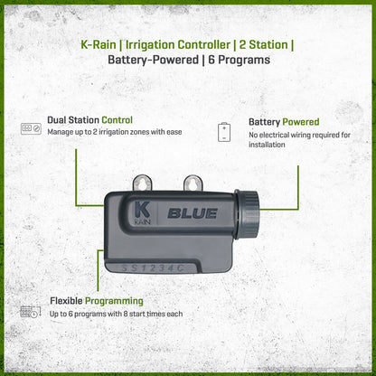 K-Rain BLUE Irrigation Controller 2 Station