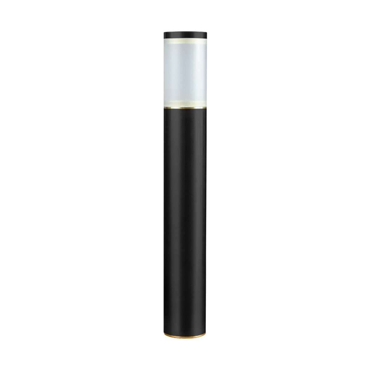 OLYMPIC-BK-NL  Olympic Bollard 16 in. Frosted Acrylic & Brass + Black Cerakote® w/MR16 Socket NL