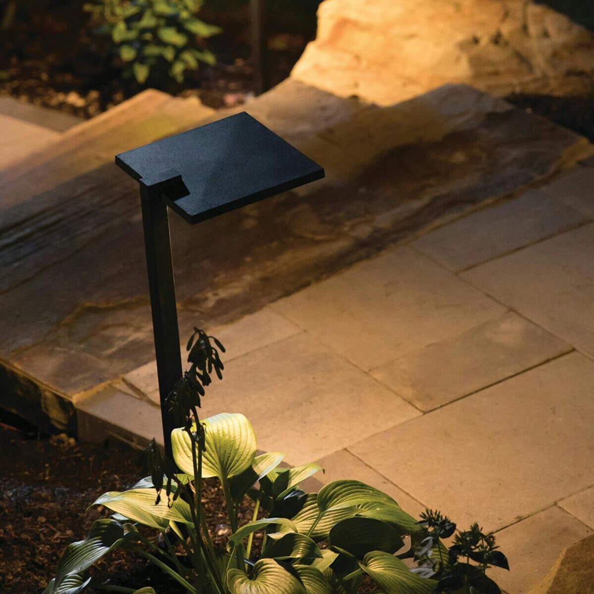 Kichler 16197BKT27  8 in. Black Finish Shallow Shade Path Light with 2700K LED Warm White Illumination