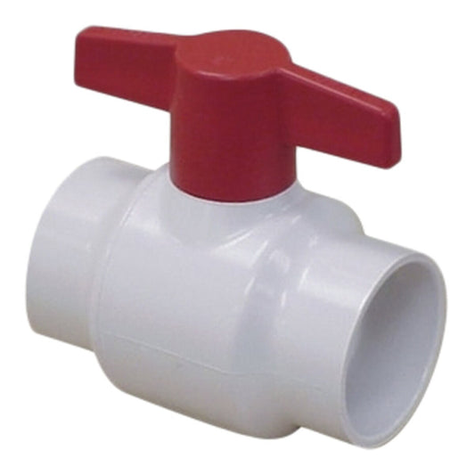 Spears Cold Water White PVC Ball Valve 1 in. Socket w/ Red Handle & EPDM O-Rings