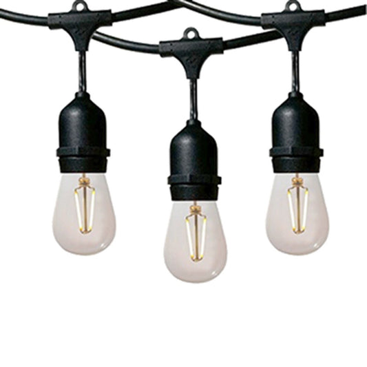 Dauer Suspended String Light 50 ft. with 25 Warm White E26 Sockets, 10 Amps, 120V, Black and Clear Brass Finish, 2700K Color Temperature, 14 AWG Wire