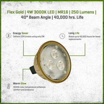LED-E4W-DM6FL30K  FLEX GOLD LED, ECO 4 WATT, MR16 3000K