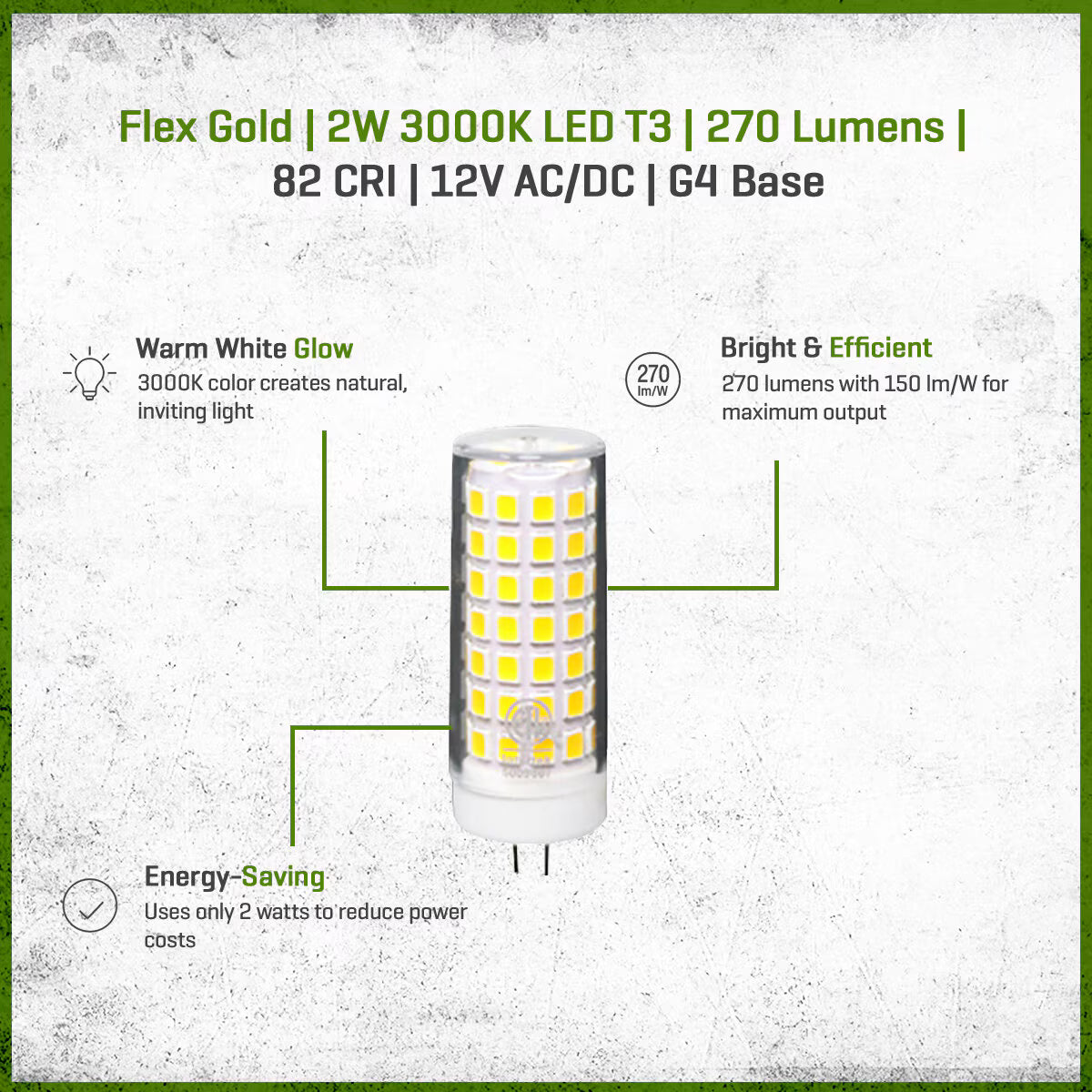 FLEX GOLD LED, 2 WATT, T3 3000K