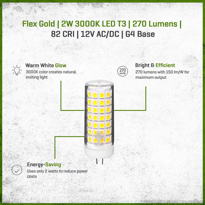 FLEX GOLD LED, 2 WATT, T3 3000K