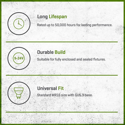 FLEX GOLD LED, 2 WATT, MR16, WIDE FLOOD, 2700K