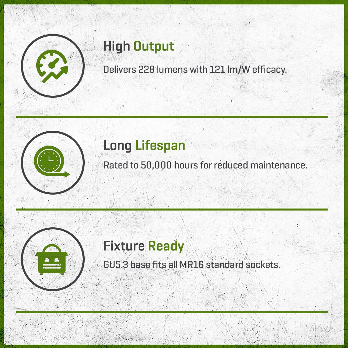 FLEX GOLD LED, 2 WATT, MR16, SPOT, 3000K