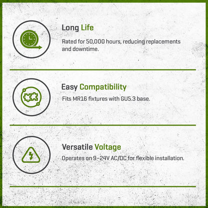 Unique Flex Gold LED MR16 Flood Lamp 5 Watt 2700K Warm White Dimmable 531 Lumens