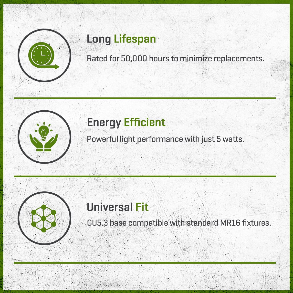 FLEX GOLD LED, 5 WATT, MR16, SPOT, 3000K