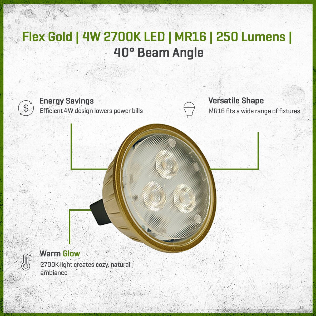 FLEX GOLD LED, ECO 4 WATT, MR16 2700K