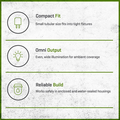 Unique T3-Micro Lamp Flex Gold Series 12V G4 Yellow, Clear Dimmable Bi-Pin 1W LED 82 Warm White 170 Lumens 2700K 20,000 hr. 1-3/5 in.