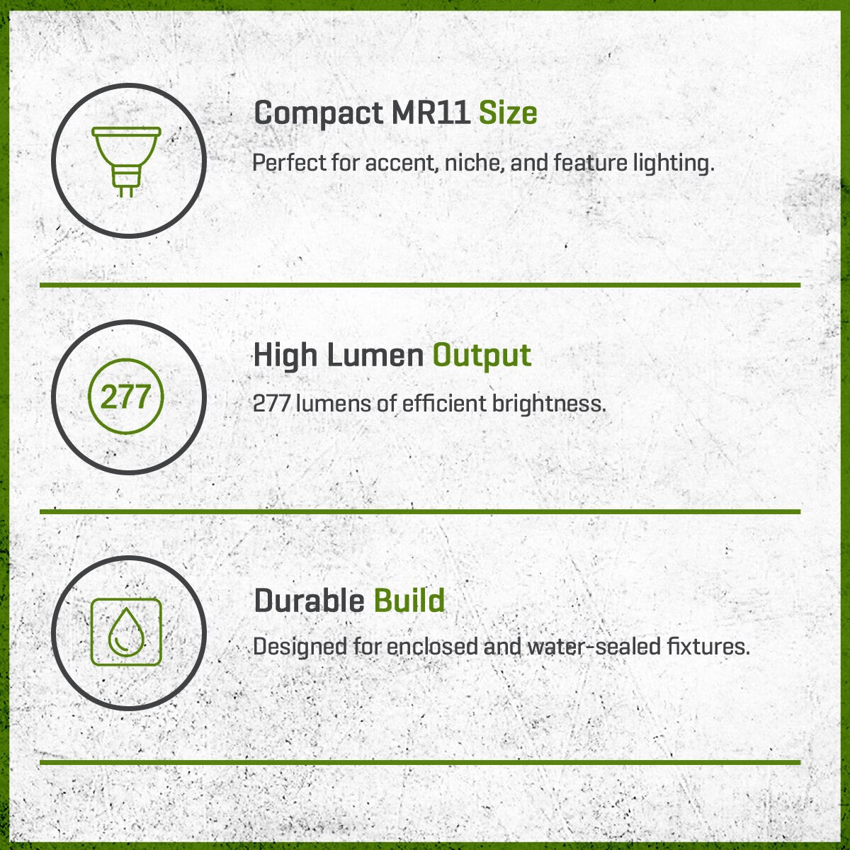 FLEX GOLD LED, 2 WATT, MR11, WIDE FLOOD, 3000K