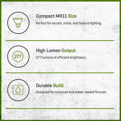 FLEX GOLD LED, 2 WATT, MR11, WIDE FLOOD, 3000K