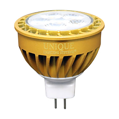 Unique Flex Gold Series LED MR16 Flood Light 6W 2700K Warm White - 674 Lumens, Dimmable, 45° Beam Angle, Gold Finish