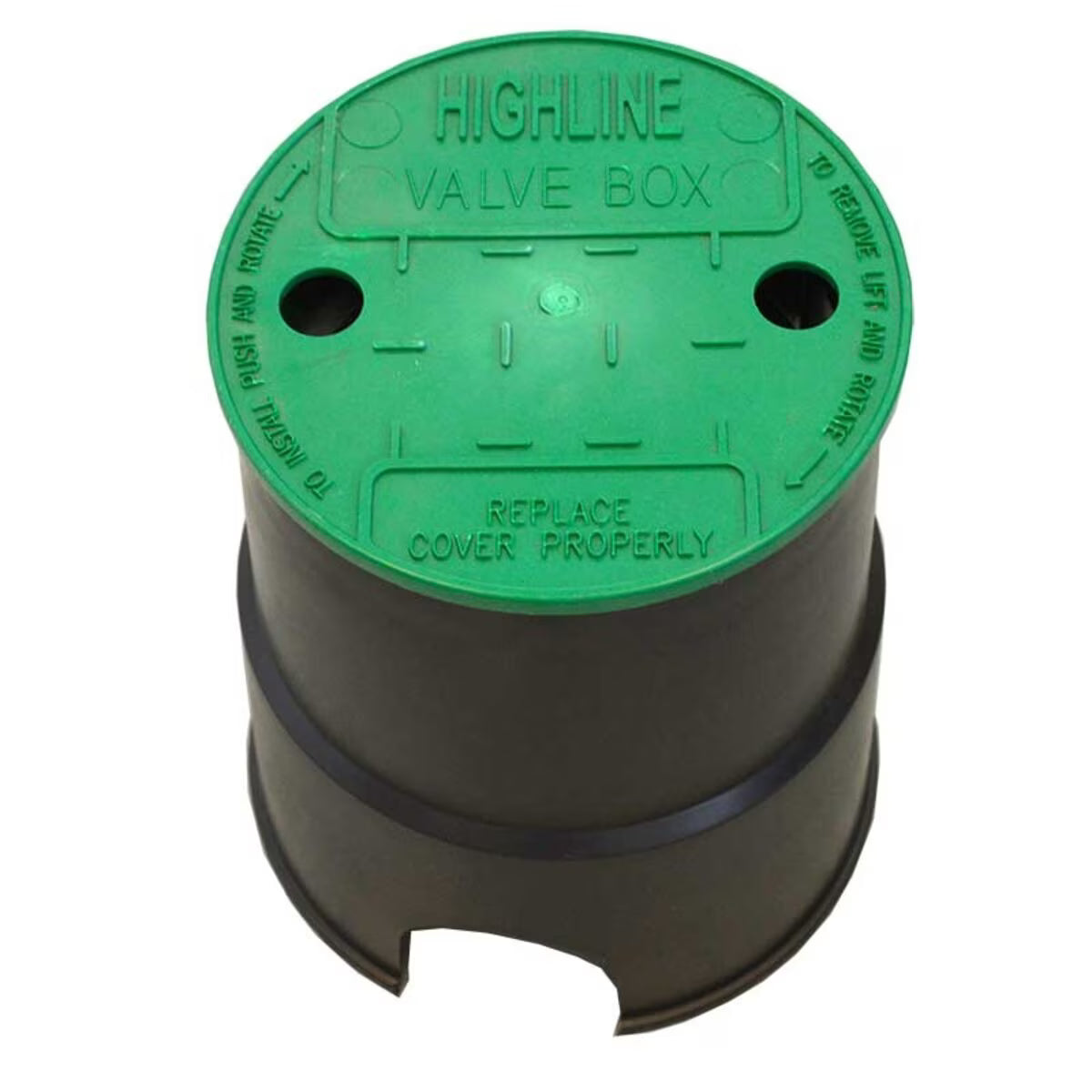 Highline Universal Econo Valve Box Round 6 in. Black Box/Green Lid VB