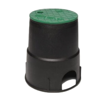 Dura Valve Box Round 6 in. Black Box w/ Green Lid Overlapping ICV