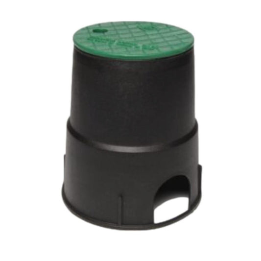 Dura Valve Box Round 6 in. Black Box w/ Green Lid Overlapping ICV